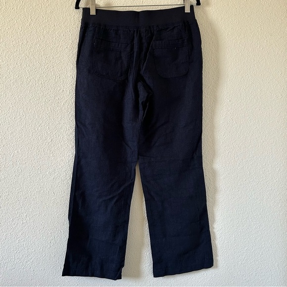 Per Se Navy Blue Lenin Straight Wide Leg Pant women Size Petite Small - Picture 6 of 8